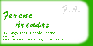 ferenc arendas business card